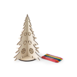Árvore de Natal em madeira natural FSC™ dobrável e para colorir cor natural