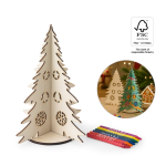 Árvore de Natal em madeira natural FSC™ dobrável e para colorir varias cores