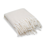 Manta em poliéster reciclado com toque suave tipo mohair 300 g/m² cor bege