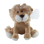 Peluche em forma de leão sentado com etiqueta personalizável cor castanho segunda vista
