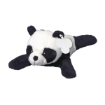 Peluche em forma de panda deitado com etiqueta personalizável primeira vista