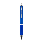 Caneta de plástico reciclado com pega de borracha tinta azul cor azul segunda vista