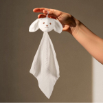 Doudou para bebé feito de algodão macio com cabeça de coelho cor natural sexta vista