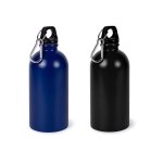 Garrafa de aço inoxidável reciclado e mosquetão prateado 500 ml cor preto terceira vista