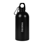 Garrafa de aço inoxidável reciclado e mosquetão prateado 500 ml cor preto quarta vista