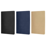 Cadernos com folhas A5 de cor creme e papel FSC quadriculado cor preto quarta vista