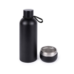 Garrafa térmica de aço inoxidável com copo na base cor preto terceira vista