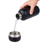 Garrafa térmica de aço inoxidável com copo na base cor preto quarta vista