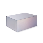 Caixa de cartão de automontagem para brindes com fecho magnético cor prateado primeira vista