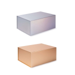 Caixa de cartão de automontagem para brindes com fecho magnético cor prateado quarta vista