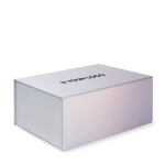 Caixa de cartão de automontagem para brindes com fecho magnético cor prateado vista principal