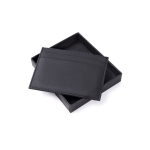 Porta-cartões de couro preto com elegante caixa-oferta cor preto quarta vista