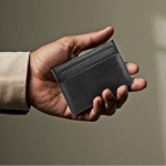 Porta-cartões de couro preto com elegante caixa-oferta cor preto vista detalhe