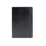 Caderno de couro sintético com folhas de cor creme pautadas A5 cor preto primeira vista