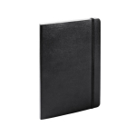 Caderno de couro sintético com folhas de cor creme pautadas A5 cor preto segunda vista