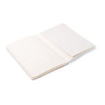 Caderno de couro sintético com folhas de cor creme pautadas A5 cor preto quarta vista