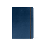 Caderno de couro sintético com folhas de cor creme pautadas A5 cor azul-marinho primeira vista