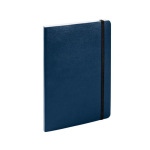 Caderno de couro sintético com folhas de cor creme pautadas A5 cor azul-marinho segunda vista