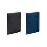Caderno de couro sintético com folhas de cor creme pautadas A5 cor azul-marinho quinta vista