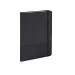 Caderno de couro sintético e rPET com folhas de cor creme pautadas A5 cor preto segunda vista