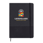 Caderno de couro sintético e rPET com folhas de cor creme pautadas A5 cor preto quinta vista