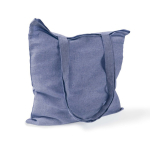Saco tote de algodão e poliéster com asas compridas 120 g/m² cor azul terceira vista