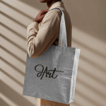 Saco tote de algodão e poliéster amplo acabamento marmoreado 240 g/m² cor preto quarta vista