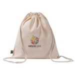 Mochila de cordão feita de algodão Fairtrade 140 g/m² cor natural vista detalhe