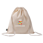 Mochila de cordão feita de algodão Fairtrade 140 g/m² cor natural vista detalhe 3
