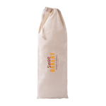 Saco para pão tipo baguete de algodão reciclado com fecho de cordão cor natural terceira vista