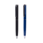 Caneta elegante de mecanismo giratório com tinta azul cor preto sexta vista