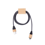 Cabo de carga, 1 m de comprimento, detalhe de bambu para personalizar cor preto primeira vista