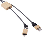 Cabo de carga, 1 m de comprimento, detalhe de bambu para personalizar cor preto segunda vista