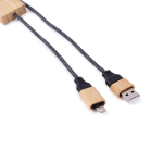 Cabo de carga, 1 m de comprimento, detalhe de bambu para personalizar cor preto quarta vista