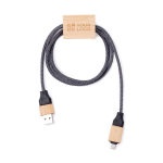 Cabo de carga, 1 m de comprimento, detalhe de bambu para personalizar cor preto vista principal