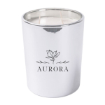 Vela com fragrâncias florais de 3 pavios em copo metálico brilhante cor prateado quarta vista