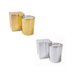 Vela com fragrâncias florais de 3 pavios em copo metálico brilhante cor dourado terceira vista