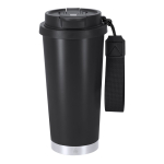 Copo takeaway de aço inoxidável reciclado, alça de transporte 500 ml cor preto primeira vista