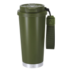 Copo takeaway de aço inoxidável reciclado, alça de transporte 500 ml cor verde primeira vista