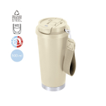 Copo takeaway de aço inoxidável reciclado, alça de transporte 500 ml