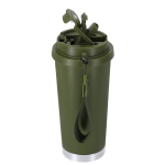 Copo takeaway de aço inoxidável reciclado, alça de transporte 500 ml