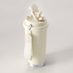 Copo takeaway de aço inoxidável reciclado, alça de transporte 500 ml