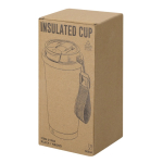 Copo takeaway de aço inoxidável reciclado, alça de transporte 500 ml vista com caixa