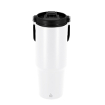 Garrafa de aço inox reciclado com pega a condizer 900 ml cor branco primeira vista