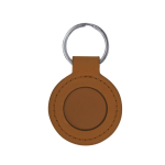 Porta-chaves metálico com revestimento de PU com placa metálica cor castanho primeira vista