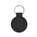 Porta-chaves metálico com revestimento de PU com placa metálica cor preto primeira vista