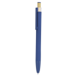 Caneta ponteira de alumínio com botão de bambu, tinta azul cor azul primeira vista