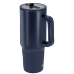 Garrafa térmica de aço inoxidável com pega 870 ml cor azul-marinho primeira vista
