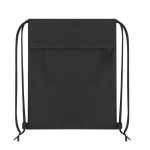 Mochila de cordão de rPET e PU com bolso frontal cor preto primeira vista