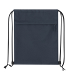 Mochila de cordão de rPET e PU com bolso frontal cor azul-marinho primeira vista